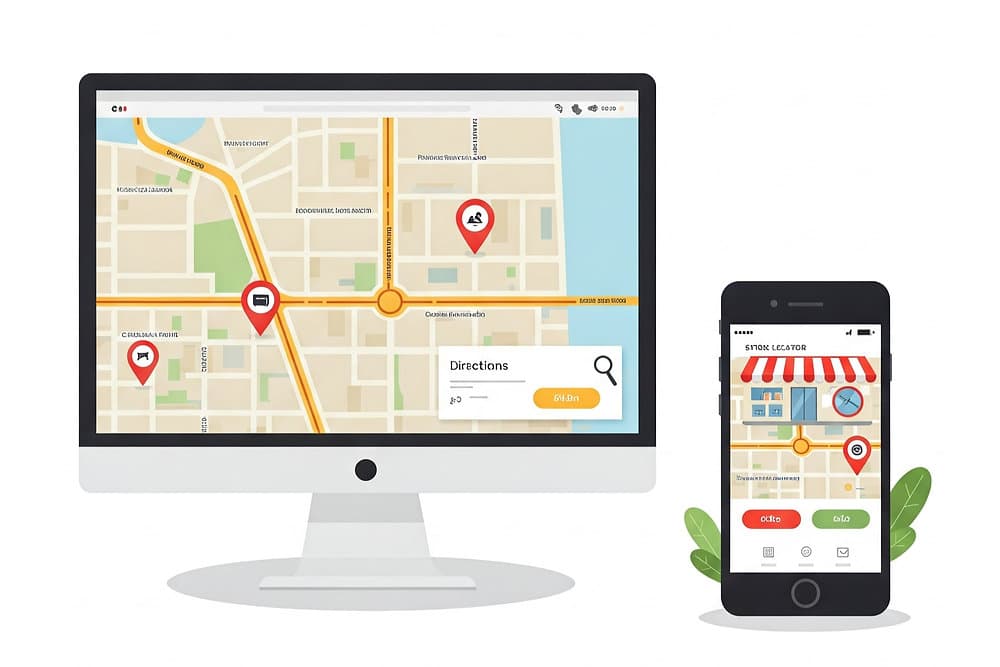 Customer using a store locator map on a tablet